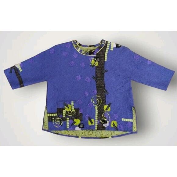 Diane Prekup Designer Blouse Art To Wear One Size Fits Many Purple and Green - Picture 1 of 8